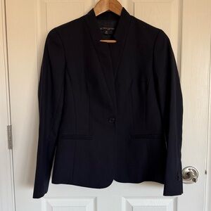 Womens Brooks Brothers Navy Blue Wool Stand Collar Blazer One Button Size 6P